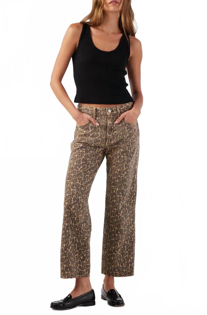 NEW AMO billie wide straight leg jeans in leopard